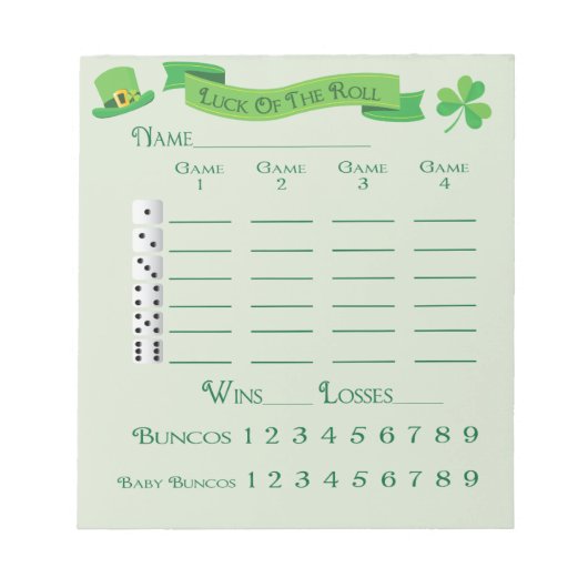 Bunco Lucky Roll Score Pad March Saint Patricks Notitieblok (Voorkant)