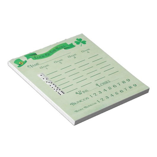 Bunco Lucky Roll Score Pad March Saint Patricks Notitieblok (Schuin)