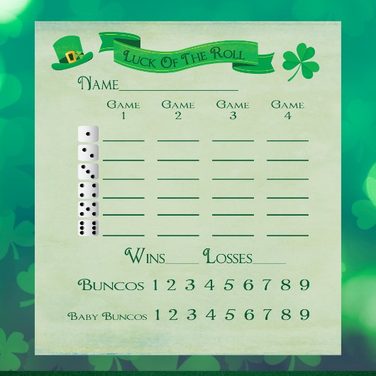 Bunco Lucky Roll Score Pad March Saint Patricks Notitieblok