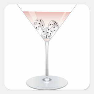 Bunco Martini Cocktail Vierkante Sticker