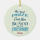 Bunco Merry kerstvriendschap Typografie Keramisch Ornament (Voorkant)