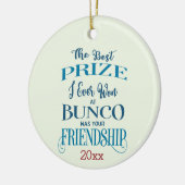 Bunco Merry kerstvriendschap Typografie Keramisch Ornament (Links)