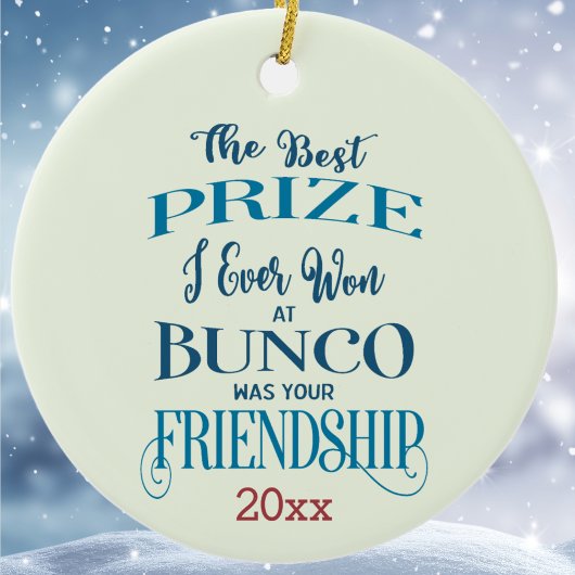 Bunco Merry kerstvriendschap Typografie Keramisch Ornament