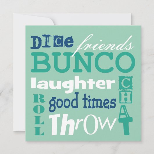 Bunco-metro-kunstuitnodiging door gepantserd kaart (Voorkant)