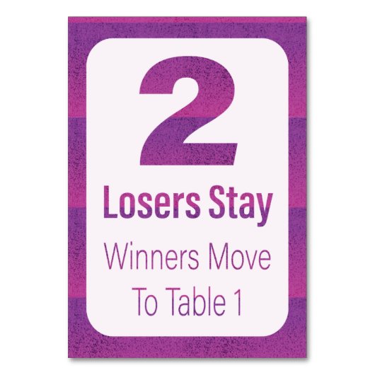 Bunco Modern Paarse streep Tabel 2 Kaart (Voorkant)