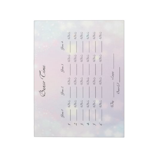 Bunco Night-blad Notitieblok (Linkerzijde)