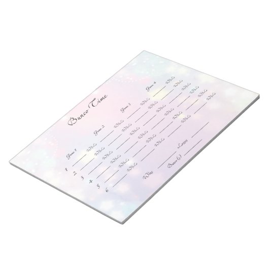 Bunco Night-blad Notitieblok (Schuin)