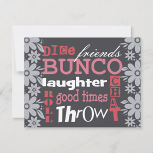 Bunco Night Flowers Invite Kaart