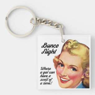 Bunco Night Funny Retro Woman, een tijd lang Sleutelhanger