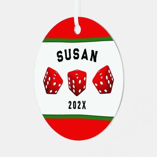 Bunco Night Player Metalen Ornament (Voorkant links)