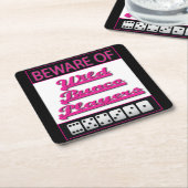 Bunco-Onderzetters - Beware van wilde Bunco-speler Kartonnen Onderzetters (Schuin)