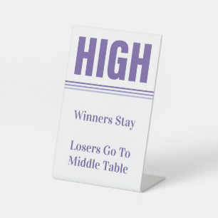 Bunco Paarse Hoge Tafel Reclamebord Met Voetstuk