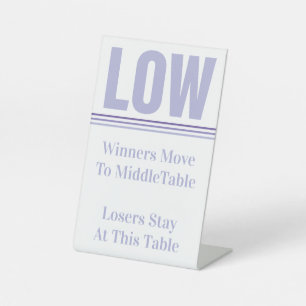 Bunco Paarse Lage Tafel Reclamebord Met Voetstuk