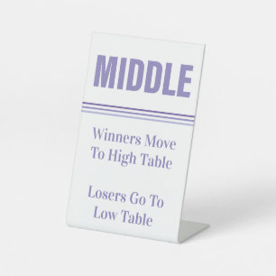 Bunco Paarse Middelste Tafel Reclamebord Met Voetstuk