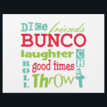 Bunco Paper Placemat Flyer<br><div class="desc">Fun multicolor subway art grafisch bunco design. De achtergrondkleur kan worden gewijzigd. De woorden vrienden,  bunco,  dice,  gooien,  gooien,  babbelen,  lachen en goede tijden zijn kenmerkend. Maakt een grote en slimme prijs of een gave. Geweldig voor je volgende Bunco-evenement. Gebruik als papiermat voor je Bunco-evenementen.</div>