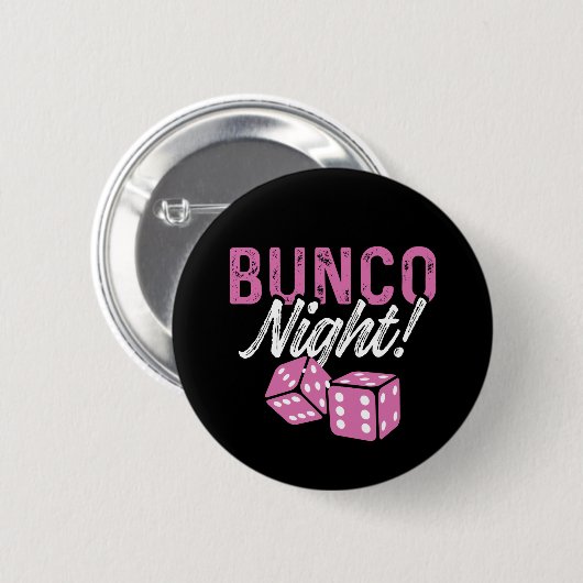 Bunco Party Favors Bunco Night Pink Dice Button (Voorkant /achterkant)