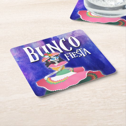 Bunco Party Fiesta Dag van het Dode Skelet Kartonnen Onderzetters (Schuin)