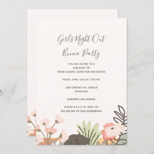 Bunco Party Girls Night Out Floral Modern Script Kaart