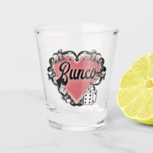 Bunco Party Girls Night Out Pink Heart Shot Glas (Voorkant)