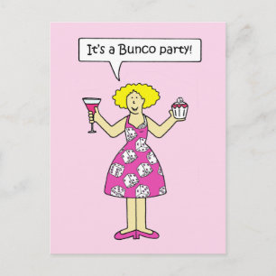 Bunco Party Invitation Cartoon Lady Uitnodiging Briefkaart