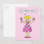 Bunco Party Invitation Cartoon Lady Uitnodiging Briefkaart (Voorkant / Achterkant)