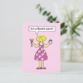 Bunco Party Invitation Cartoon Lady Uitnodiging Briefkaart (Staand voorkant)