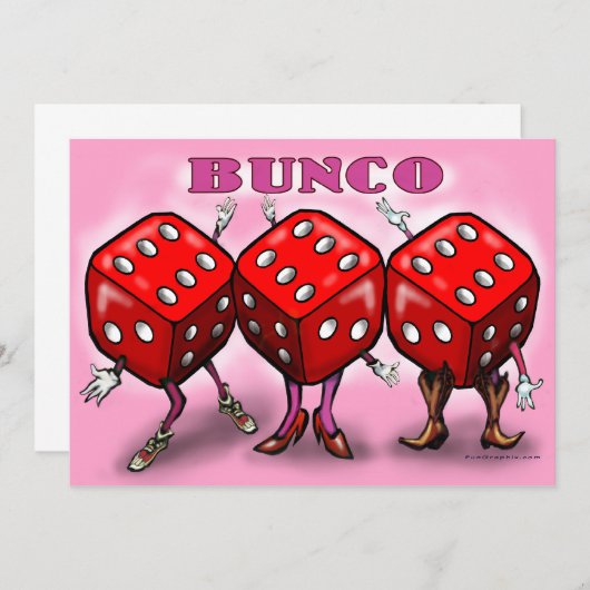 Bunco Party Invitation Kaart (Voorkant / Achterkant)