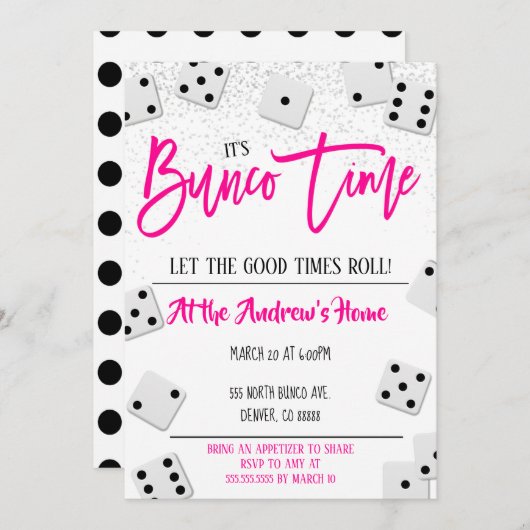 Bunco Party Invitation Kaart (Voorkant / Achterkant)