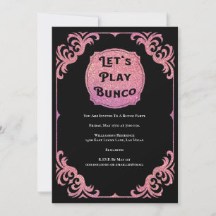 Bunco Party Pink Glitter Glam Kaart