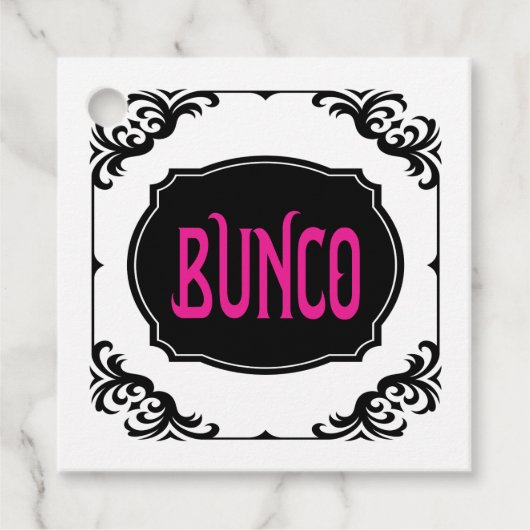 Bunco Party Prize Gift Roze Zwart Elegant Bedankjes Labels (Voorkant)