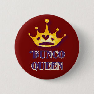 Bunco Player Bunco Queen Modern Red Ronde Button 5,7 Cm