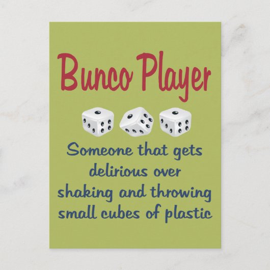 Bunco Player -Definition Briefkaart (Voorkant)