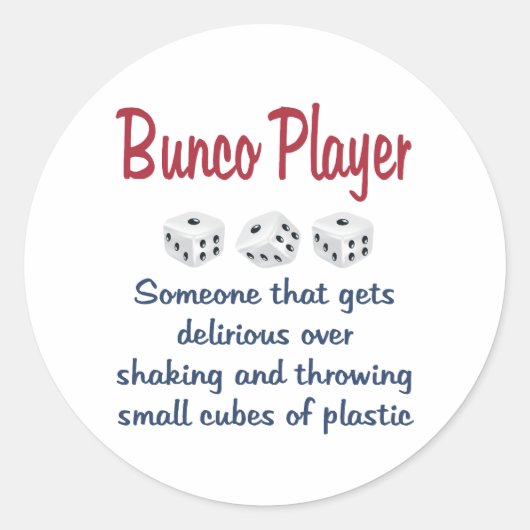 Bunco Player -Definition Ronde Sticker (Voorkant)