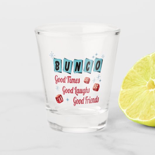 Bunco Player Dice Good Friend Shot Glas (Voorkant)
