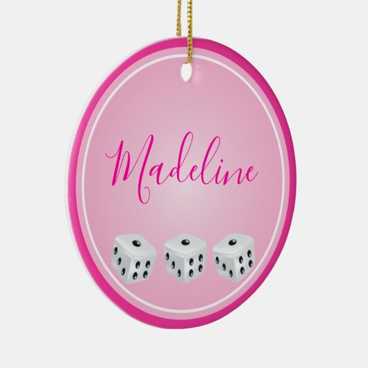 Bunco Player Dice Monogram Roze Keramisch Ornament (Rechts)