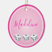 Bunco Player Dice Monogram Roze Keramisch Ornament (Links)