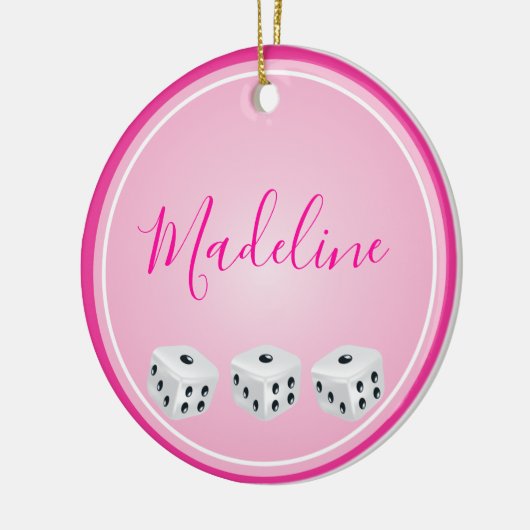 Bunco Player Dice Monogram Roze Keramisch Ornament (Links)