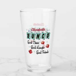 Bunco Player Friend Monogram Retro Dice Glas
