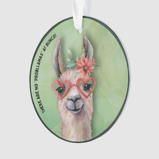 Bunco Player Funny Lllama Waterverf Cactus Flower Ornament (voorkant)