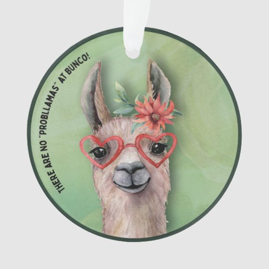 Bunco Player Funny Lllama Waterverf Cactus Flower Ornament (voorkant)