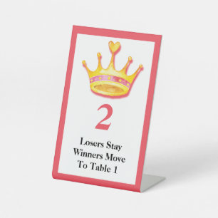 Bunco Player Gold Waterverf Crown #2 Table Kaart Reclamebord Met Voetstuk