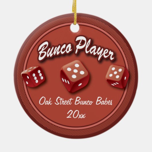 Bunco Player-groep Keramisch Ornament (Achterkant)