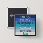 Bunco Player Modern Stripe Design Vierkante Button 5,1 Cm (Voorkant /achterkant)