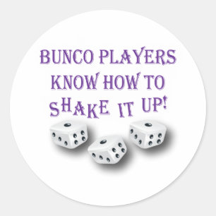 bunco players weten hoe ze het moeten schudden ! ronde sticker