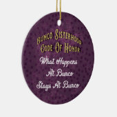 Bunco Polka Dot Dice Paarse Funny Sisterhood Keramisch Ornament (Rechts)