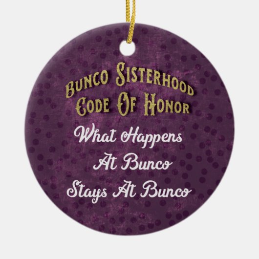Bunco Polka Dot Dice Paarse Funny Sisterhood Keramisch Ornament (Voorkant)