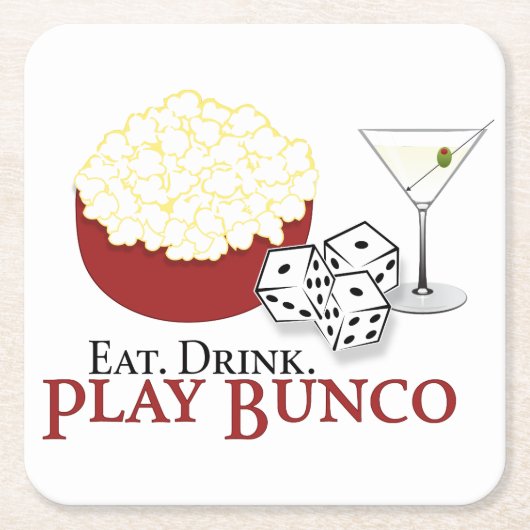 Bunco Popcorn Cocktail Kartonnen Onderzetters (Voorkant)