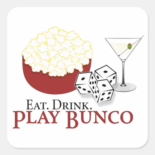 Bunco Popcorn Cocktail Vierkante Sticker (Voorkant)