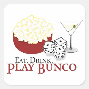 Bunco Popcorn Cocktail Vierkante Sticker