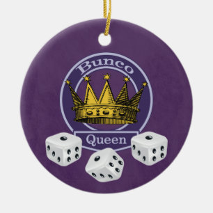 Bunco Queen Crown en Dice Keramisch Ornament